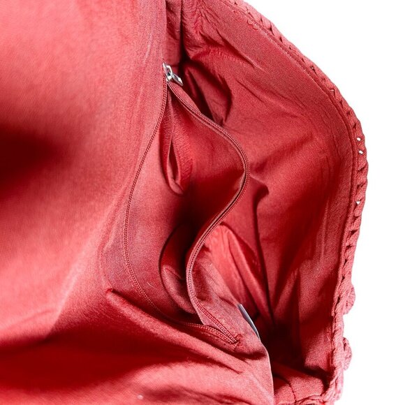 Red Pom Pom Boho Shoulder Bag Casual - Picture 5 of 6